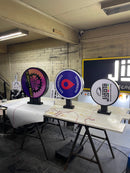 LETRERO REDONDO DOBLE CARA CON ILUMINACIÓN