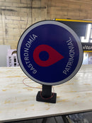 LETRERO REDONDO DOBLE CARA CON ILUMINACIÓN