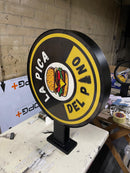 LETRERO REDONDO DOBLE CARA CON ILUMINACIÓN